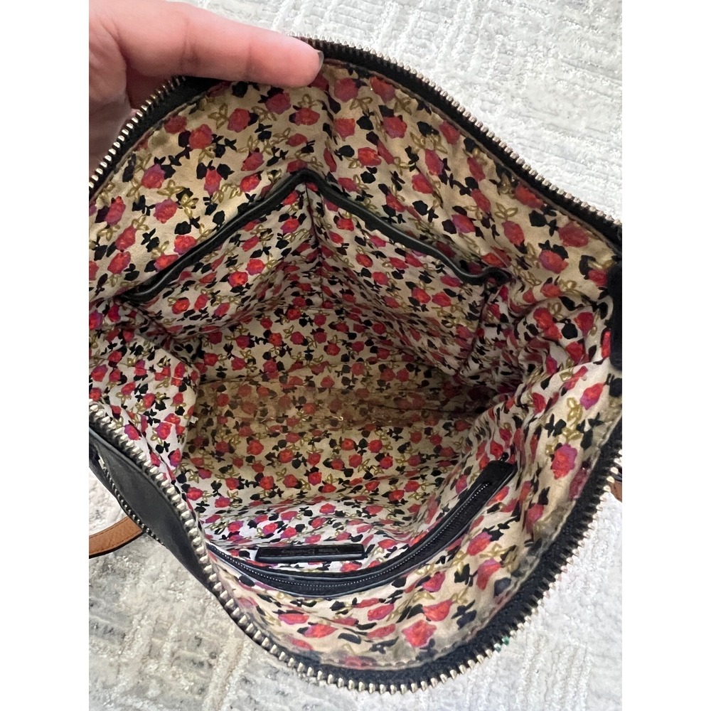 Vera Bradley Black Leather Crossbody Bag Floral Interior Everyday Purse - Picture 15 of 16
